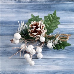 Декор "Зимнее чудо" шишка белые ягоды 24 см