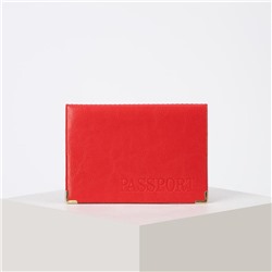 Обложка для паспорта, уголки, цвет красный