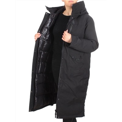 H 912 BLACK Пальто женское зимнее MAYYIYA (200 гр. холлофайбера)