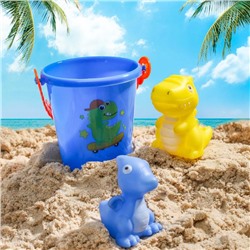 Набор для купания "Динозаврики": резиновые игрушки + ведерко, цвет МИКС