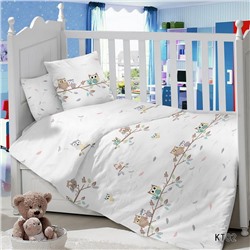 Комплект постельного белья в детскую кроватку Сатин Совушки