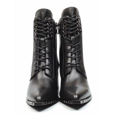 01-E40B-46A BLACK Ботинки демисезонные женские (натуральная кожа, байка)