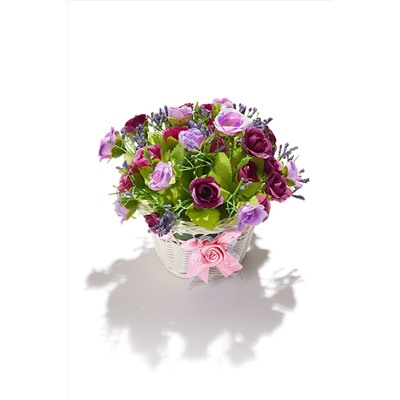 Букет искусственные цветы декоративные розы композиция цветочная корзина "Дикие розы" MERSADA #837920