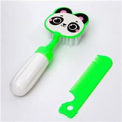Набор расчёсок  "Панда", 2 предмета: расчёска с зубчиками + щётка
