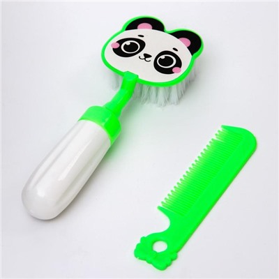 Набор расчёсок  "Панда", 2 предмета: расчёска с зубчиками + щётка