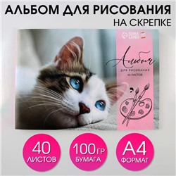 Альбом для рисования на скрепке, 40 листов "Котёнок"