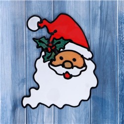 Наклейка на стекло "Дед Мороз в колпаке с остролистом" 10,5х14 см