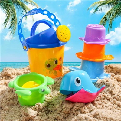 Набор для купания "Купаемся весело": пластиковые игрушки + ведерко
