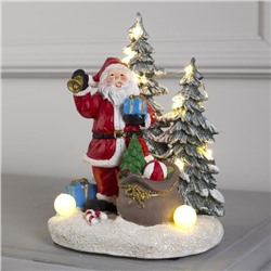 Фигура керамическая световая "Дед мороз" 20 см, 13 LED, AAА*3 (не в компл), ТЁПЛОЕ БЕЛОЕ
