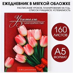 Ежедневник «Учителю с благодарностью» А5, 160 листов, мягкая обложка