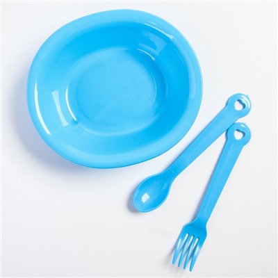 Набор детской посуды «Малыш», 4 предмета: тарелка, поильник, ложка, вилка, от 5 мес.