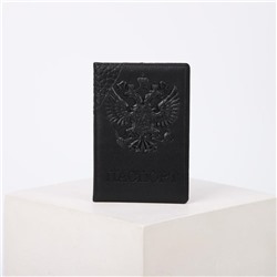 Обложка для паспорта, цвет чёрный, «Герб»