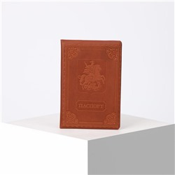 Обложка для паспорта, цвет коричневый, «Георгий Победоносец»