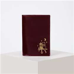 Обложка для паспорта, цвет бордовый, «Коты»