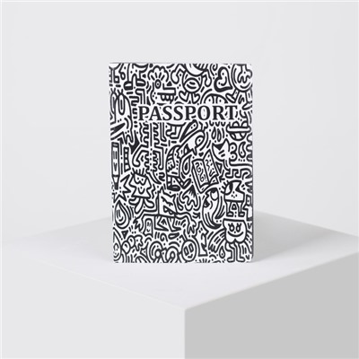 Обложка для паспорта, цвет чёрно-белый